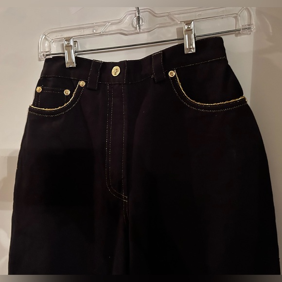 New Versus Versace Black Stretch Jeans Gold Piping size 28/42 Small made Italy - Picture 3 of 16